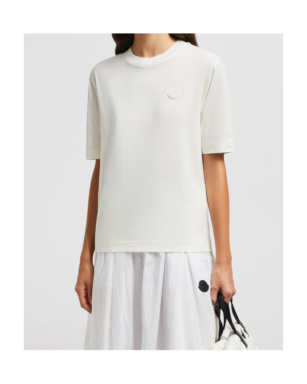 Moncler White Silicone Logo Patch T-Shirt