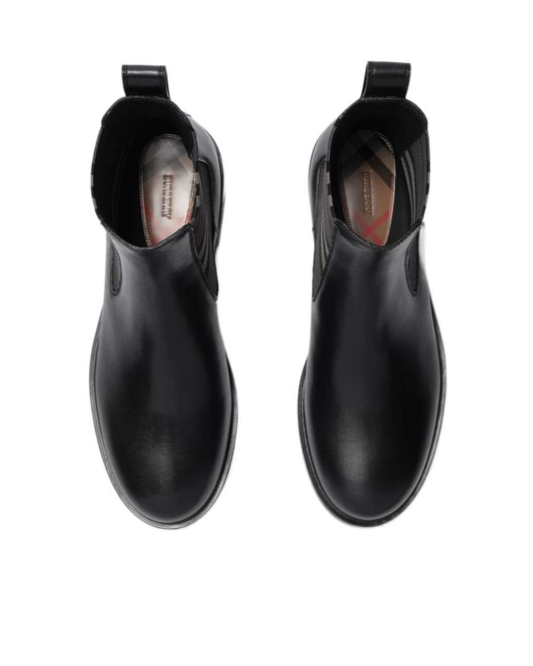 Burberry Black Apos;S Pembroke Leather & Check Chelsea Boots for men