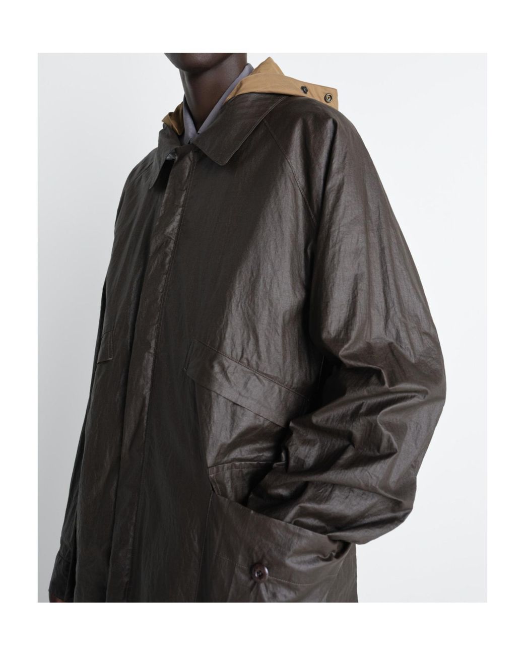 Lemaire Brown Detachable Hood Rain Jacket for men