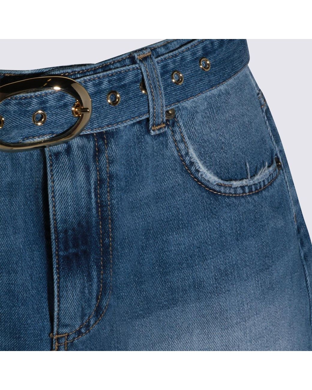Twinset Blue Belt-Fastening Shorts