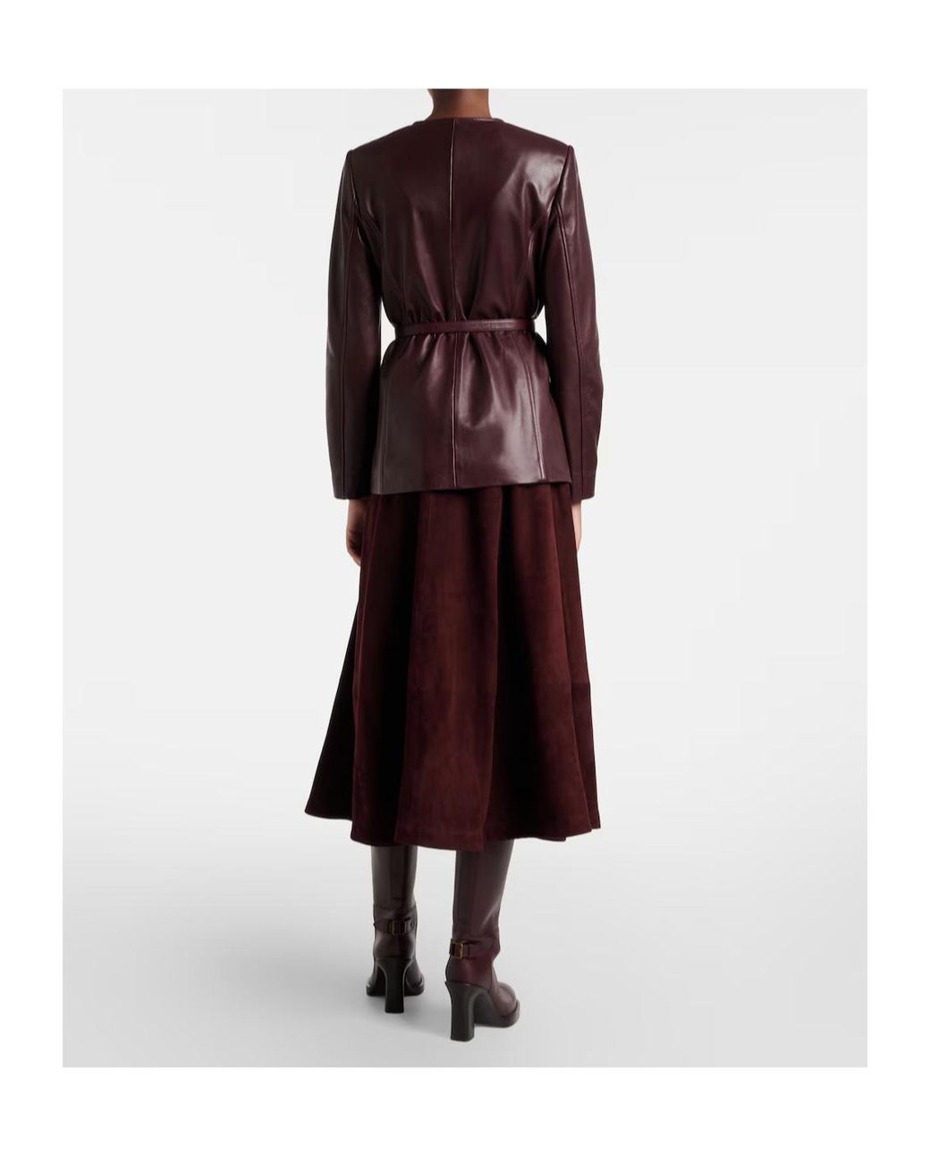 Nour Hammour Purple Opera Leather Maxi Skirt