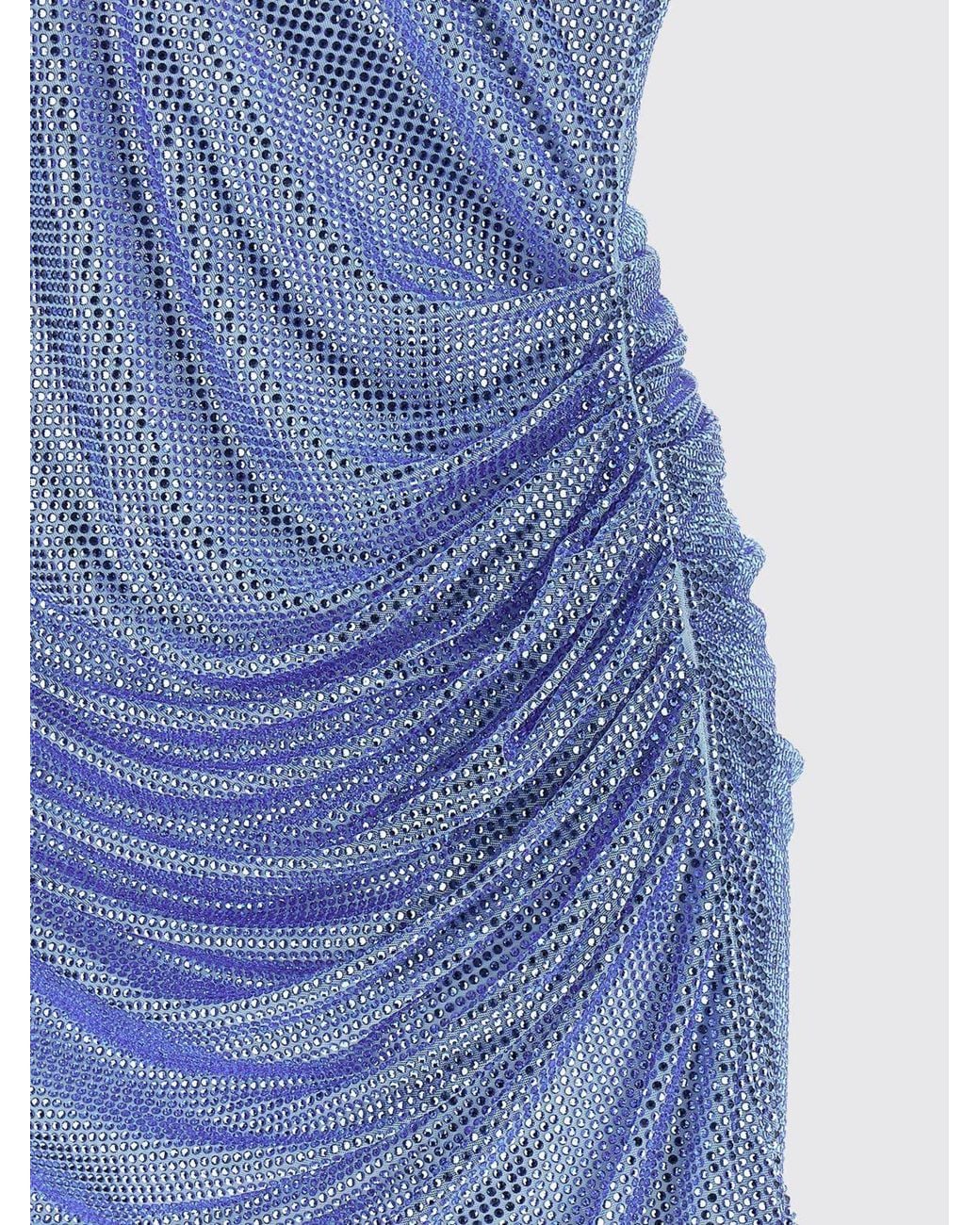 GIUSEPPE DI MORABITO Blue Draped Feather Mini Dress