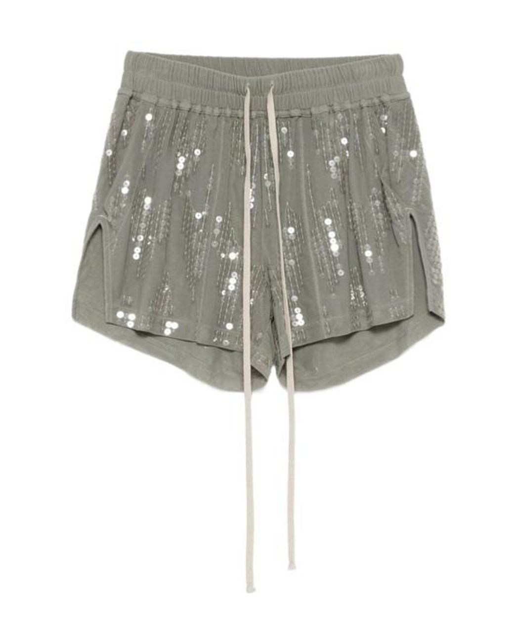 Rick Owens Gray Lilies Sequined Drawstring Shorts