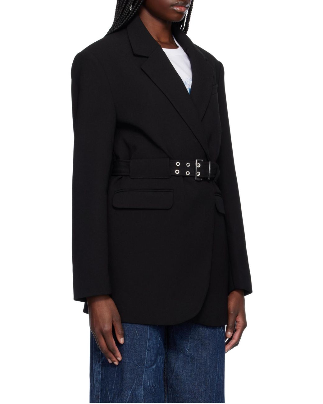 Ganni Black Bonded Crepe Blazer