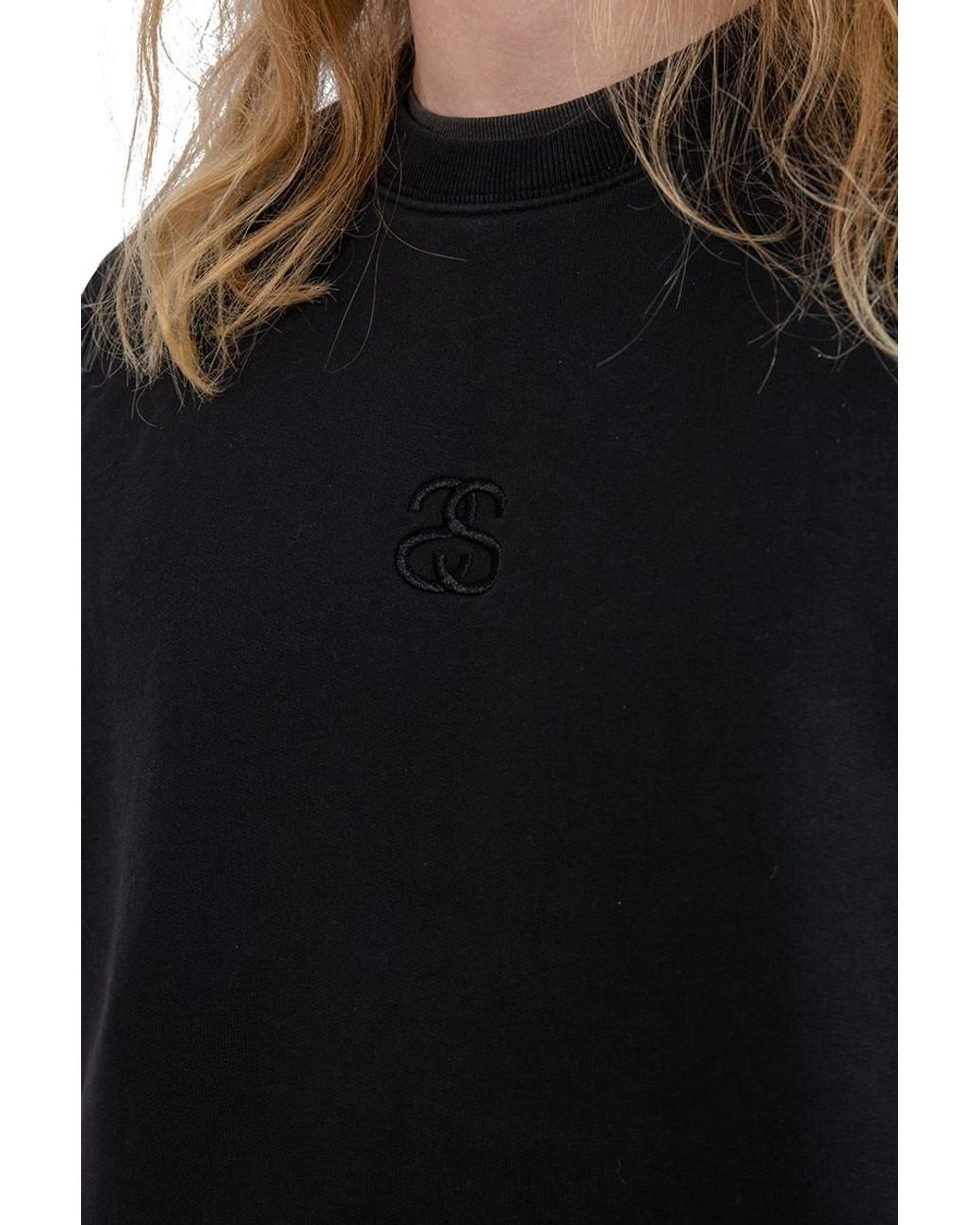 Stussy Black T-Shirt With Round Neck And Short Sleeves for men