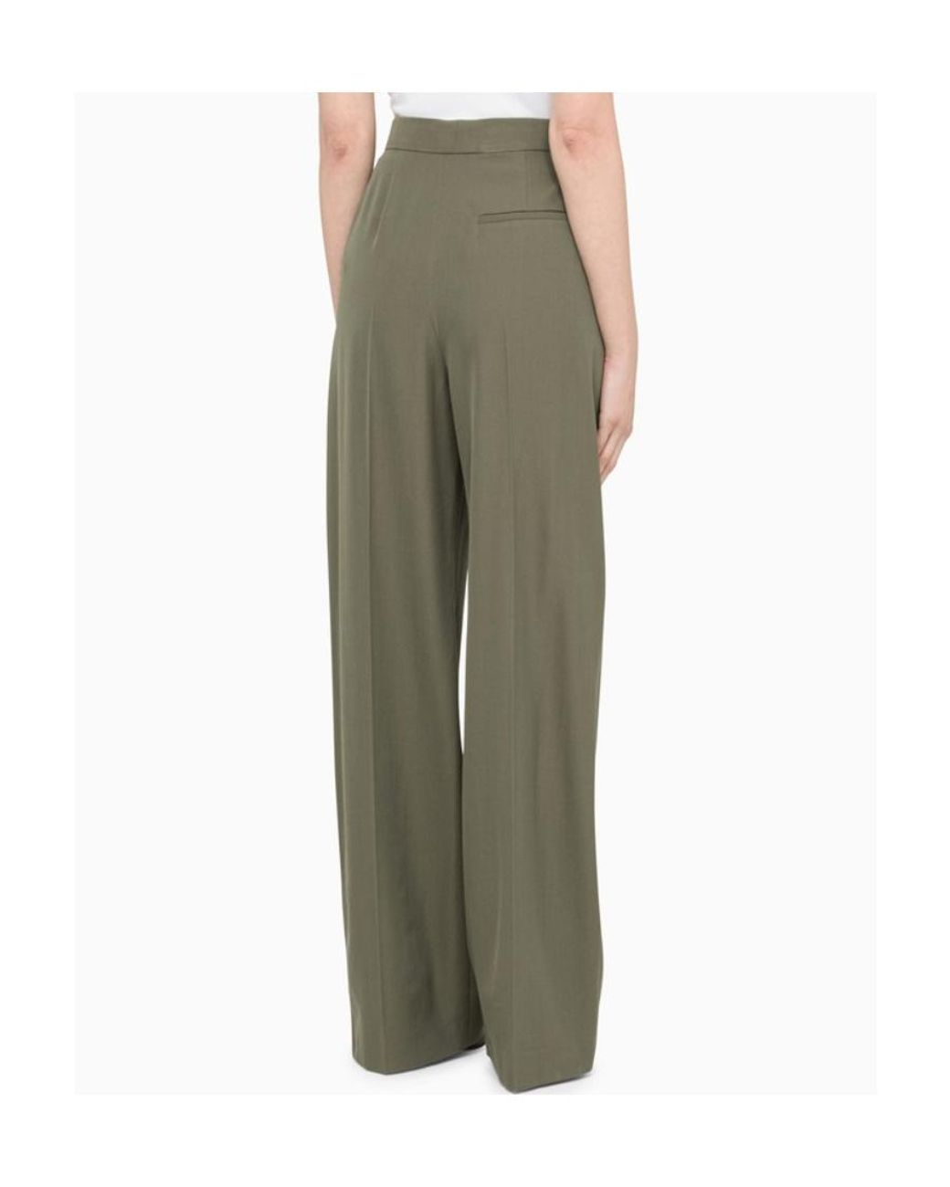 McQueen Green Wide-Leg Tailored Trousers