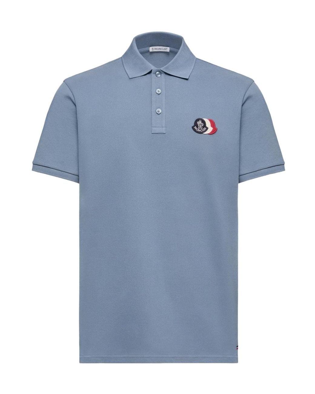 Moncler Blue Logo Patch Polo Shirt for men