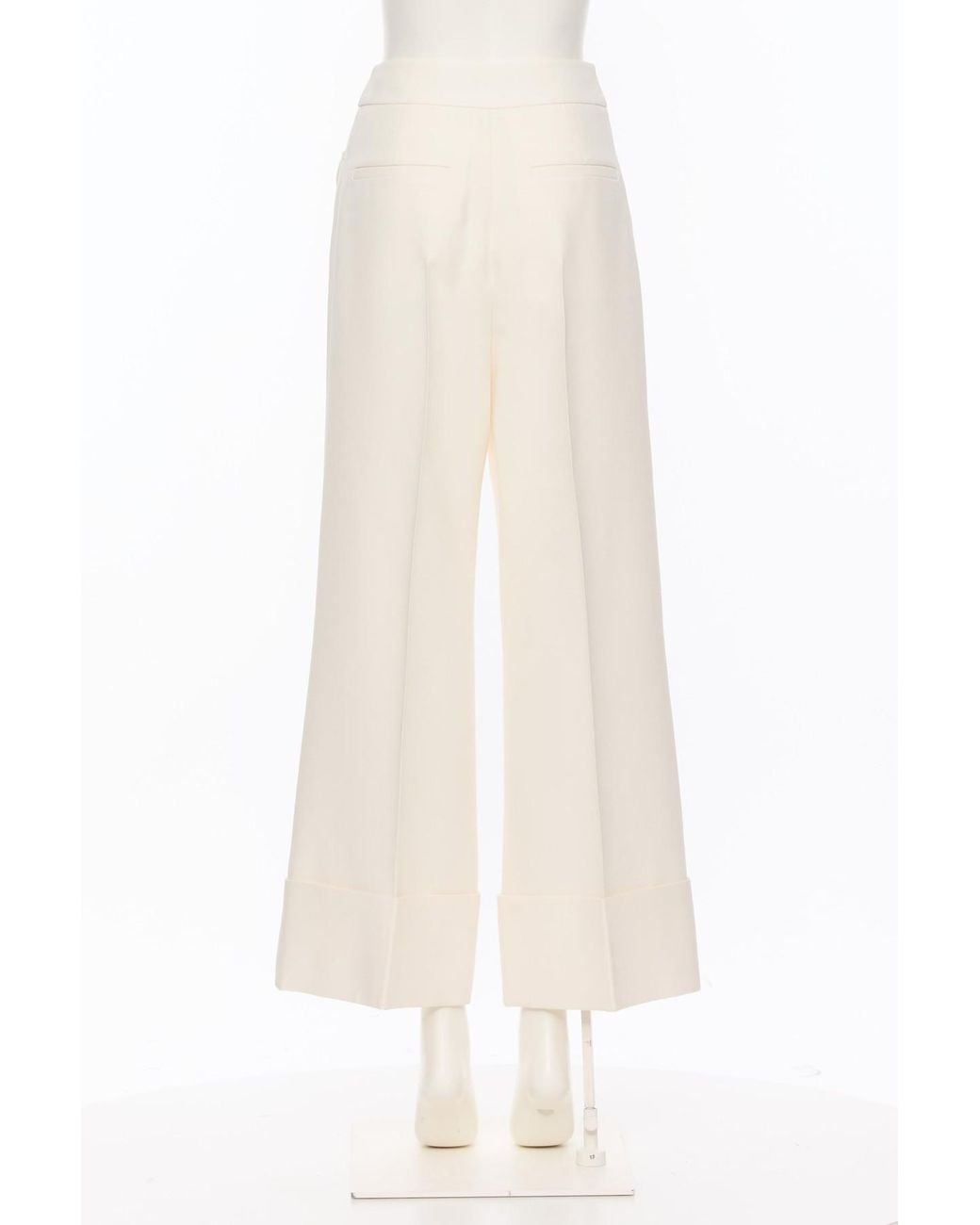 Valentino White Logo Plaque Wide Leg Pants