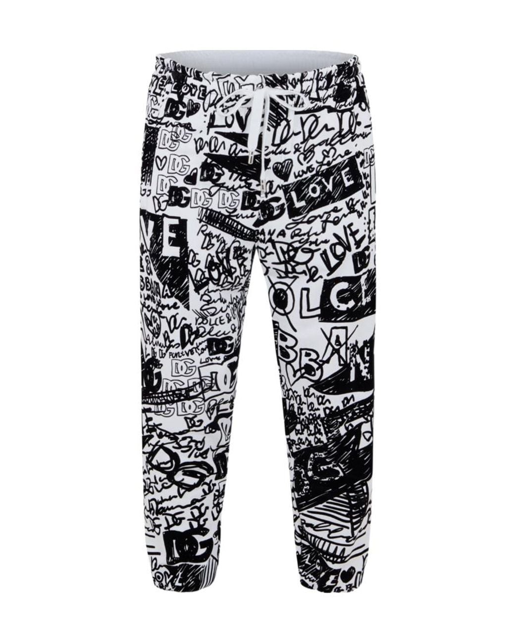 Dolce & Gabbana White Pattern Printed Sweatpants for men