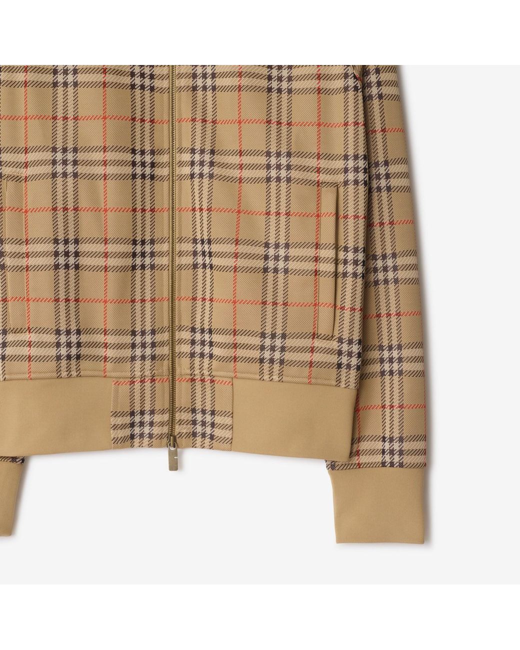 Burberry Brown Check Printed Zipped Bomber Jacket for men