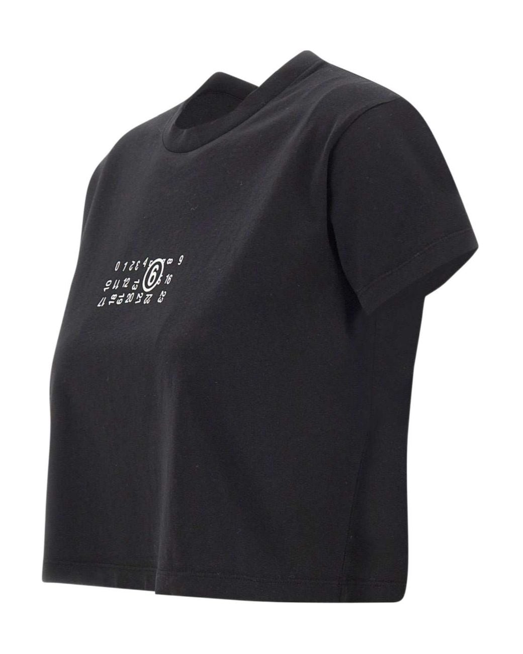 MM6 by Maison Margiela Black Cropped Logo T-Shirt