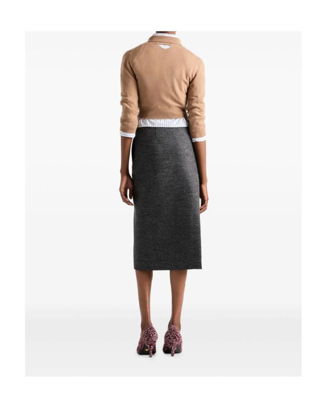 Prada Natural Half-Zipped Knitted Jumper