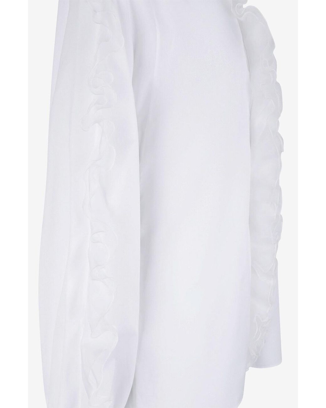 Giambattista Valli White Ruffle-Trimmed Poplin Shirt