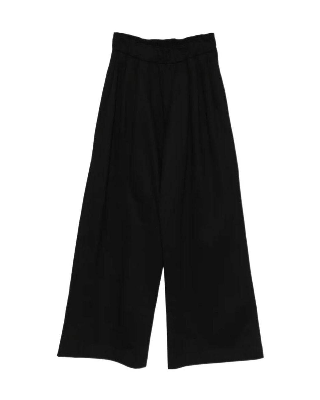 Dries Van Noten Black Elastic Waist Wide-Leg Pants for men