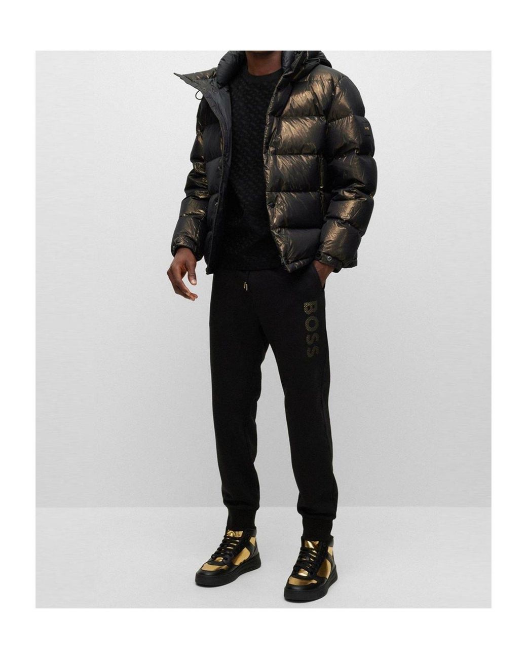 Boss Black Elastic Drawstring Jogger Pants for men
