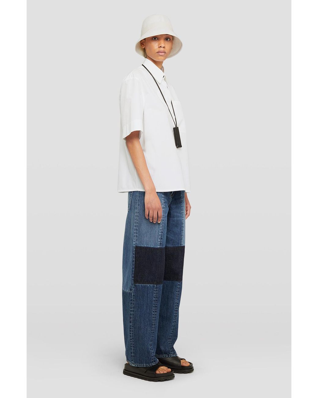 Jil Sander Blue Patchwork Straight-Leg Jeans