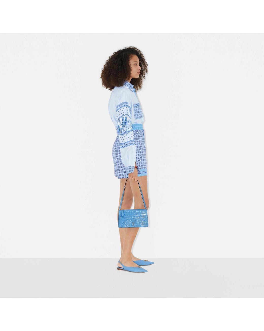 Burberry Blue Checked Monument-Printed Buttoned Shirt