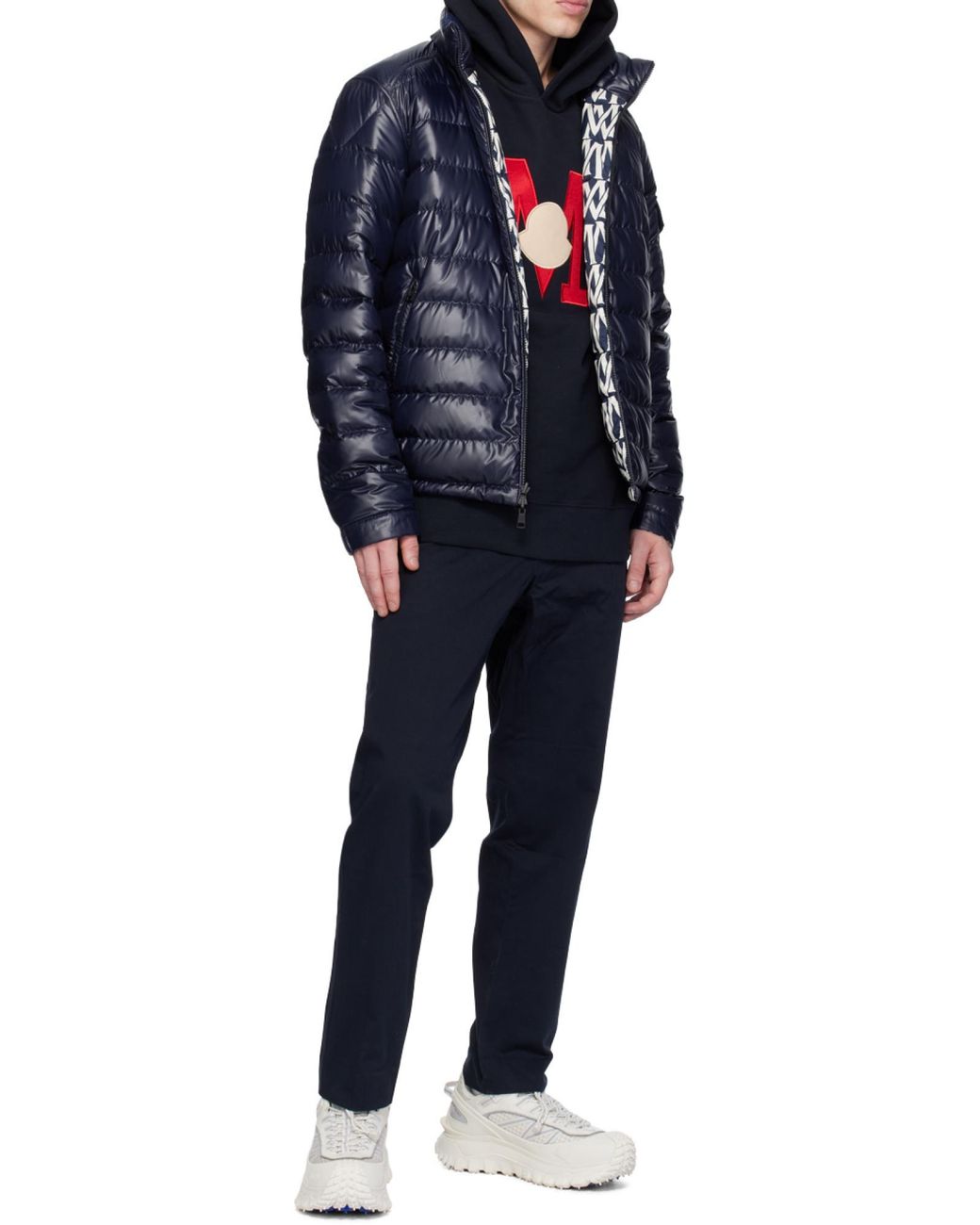 Moncler Blue Logo Embroidered Long-Sleeved Hoodie for men