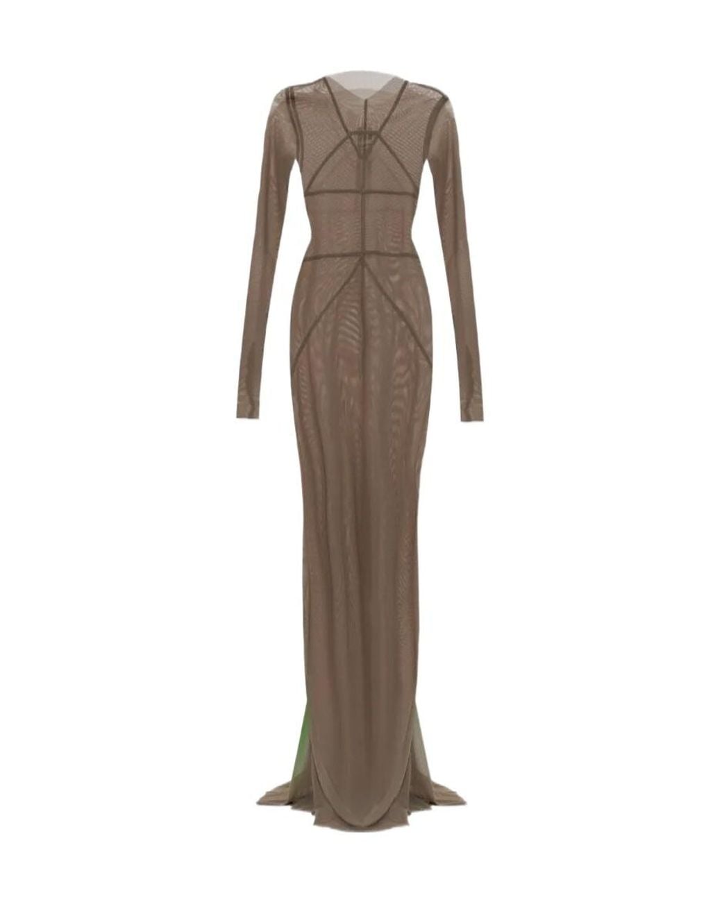 Rick Owens Brown Temple Long Sleeve Maxi Dress