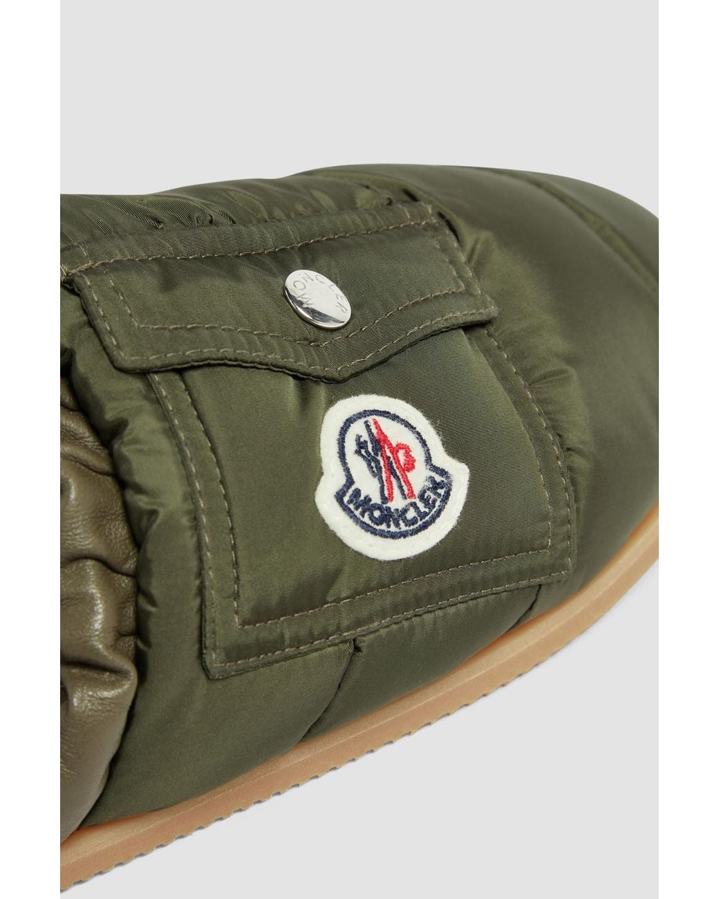 Moncler Green Mon Pocket Padded Leather Mules