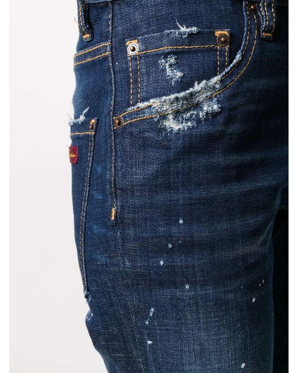 DSquared² Blue Distressed Slim-Fit Jeans
