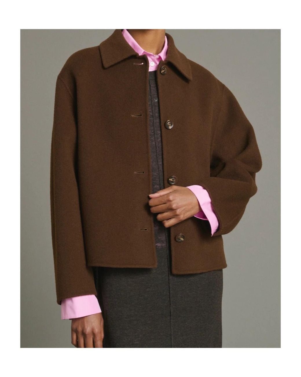 Soeur Brown Gyoda Button-Front Jacket