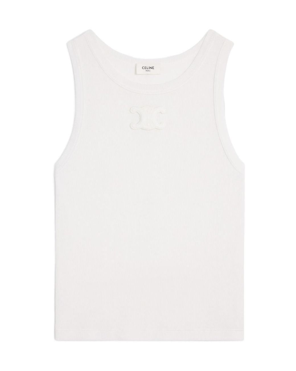 Celine Triomphe Tank Top in White | Lyst Celine Triomphe Tank Top in White | Lyst