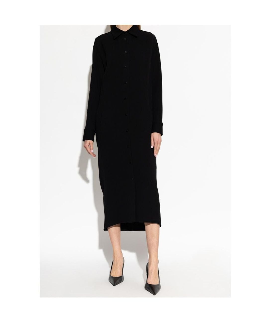 Balenciaga Black Collared Long-Sleeve Dress