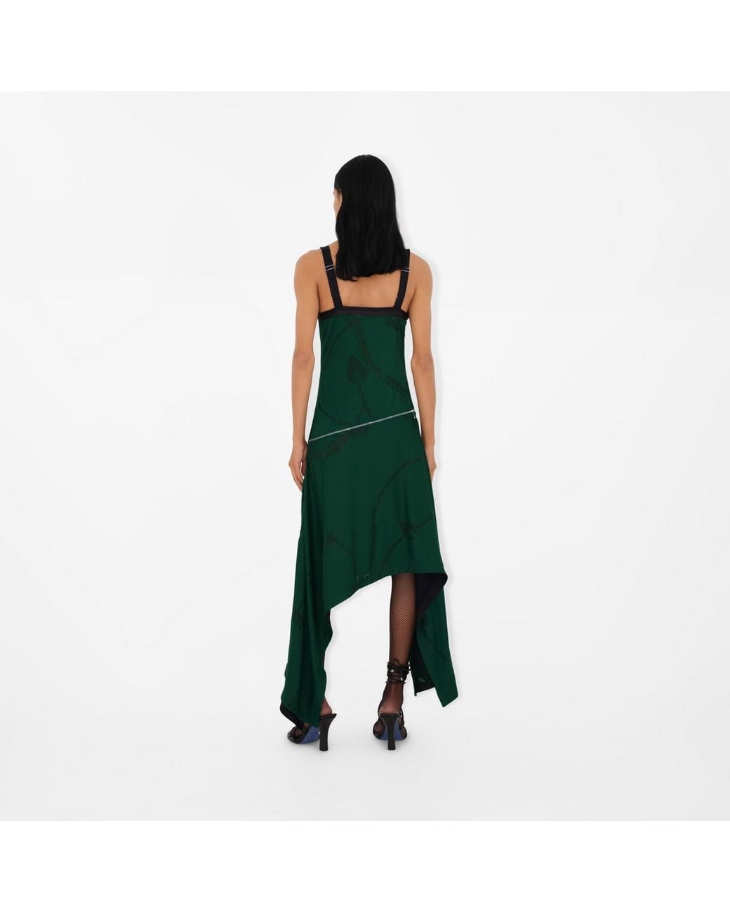 Burberry Green Shield Hardware Asymmetric Midi Dress