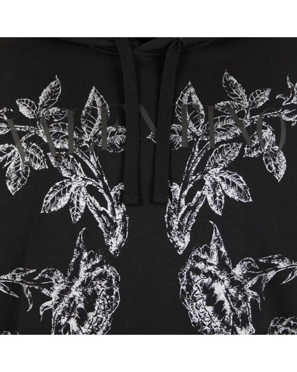 Valentino Black Floral Print Hoodie for men