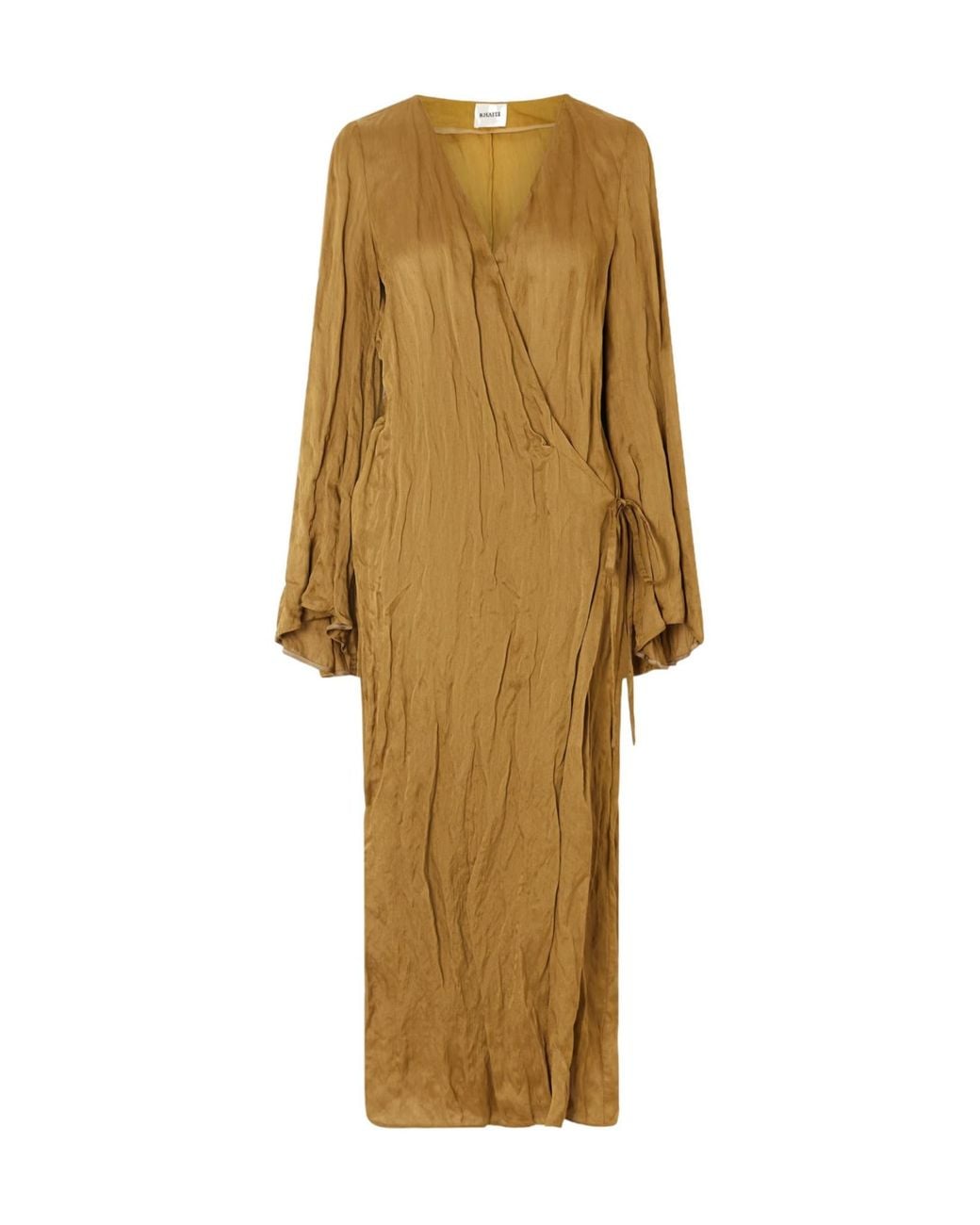 Khaite Natural Rommi Crinkled-Voile Midi Wrap Dress