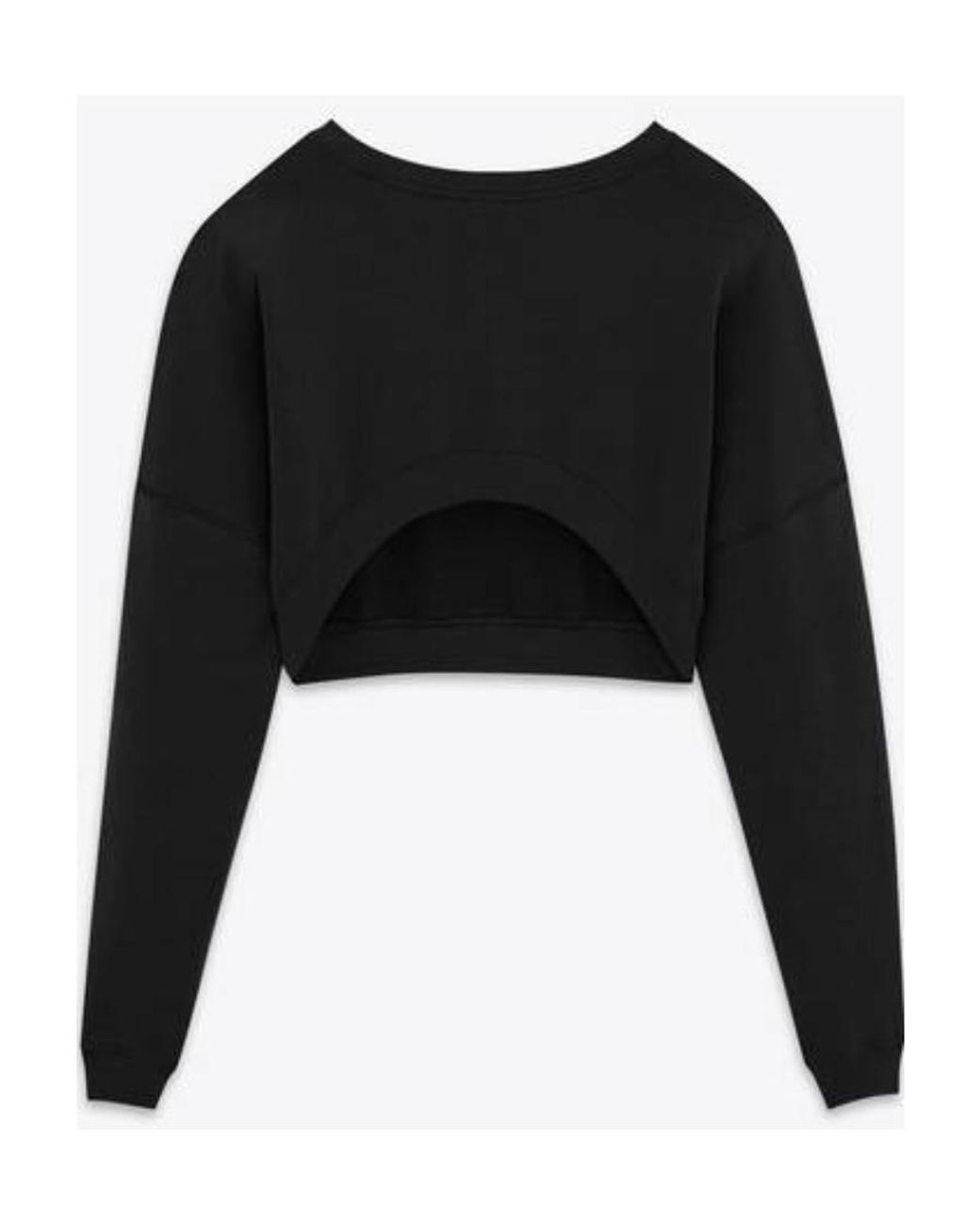 Saint Laurent Black Cropped Cotton Sweatshirt