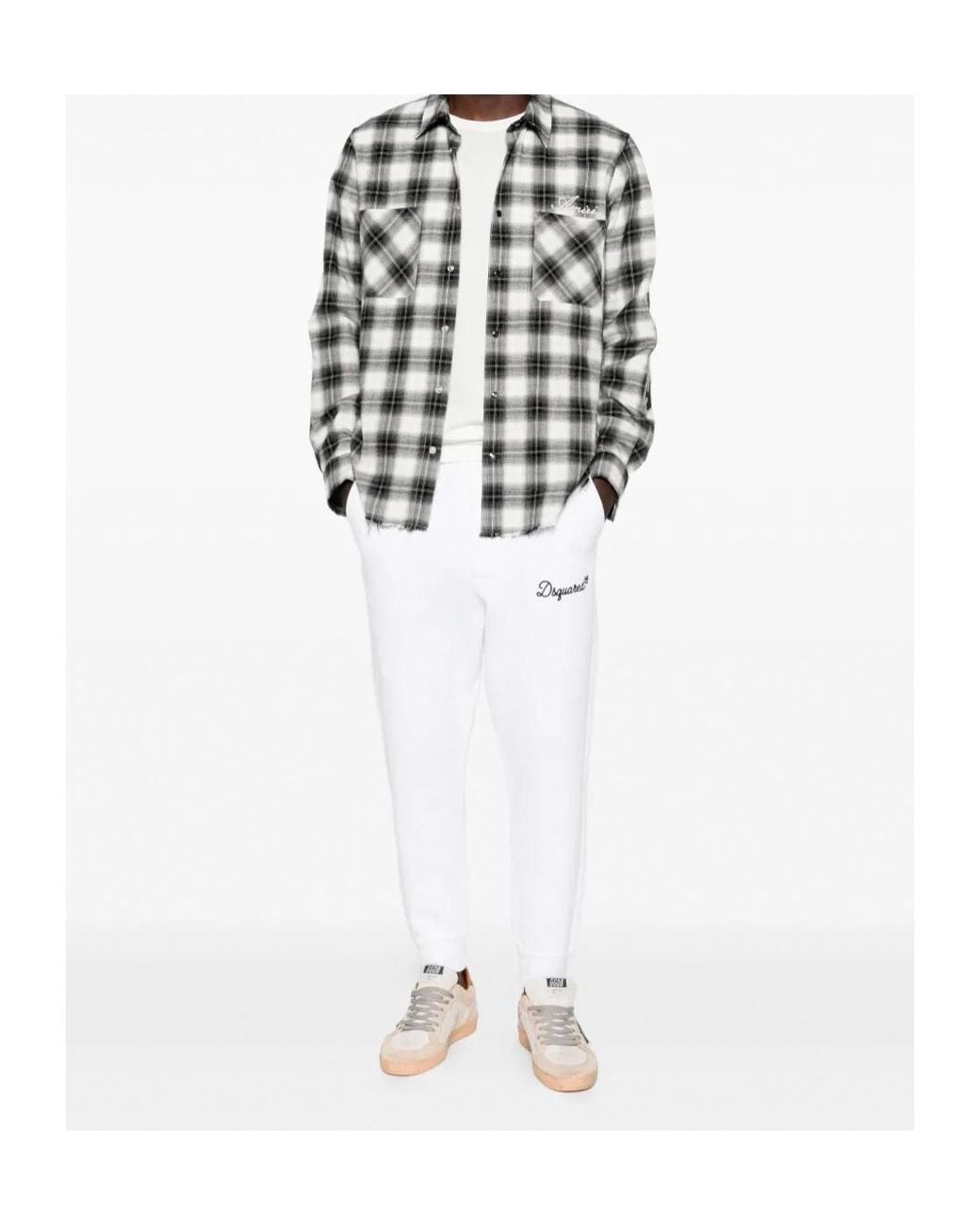 DSquared² White Logo Embroidered Sweatpants for men