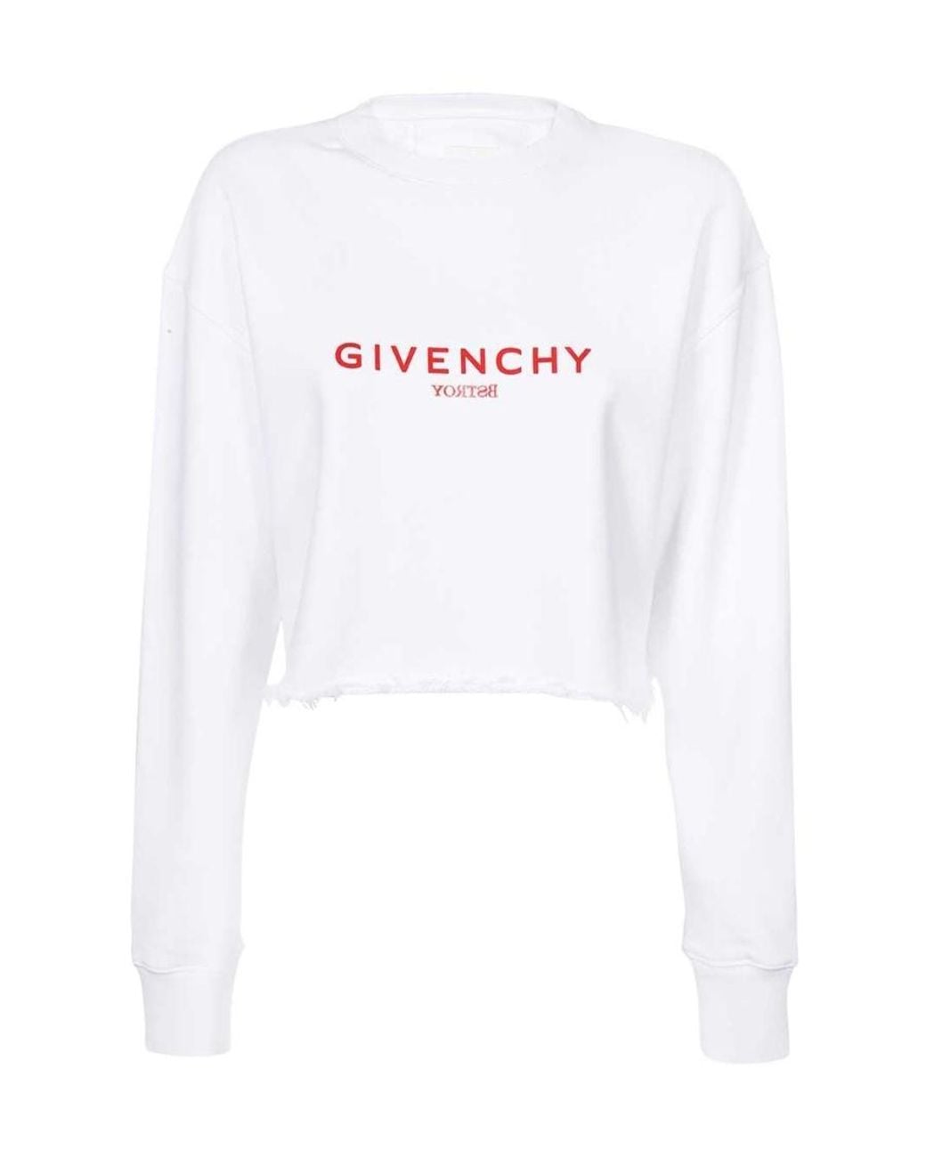 Givenchy White Logo Printed Cropped Sweatshirt