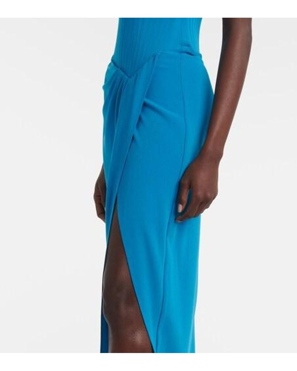 Alex Perry Blue Draped Crepe Corset Gown
