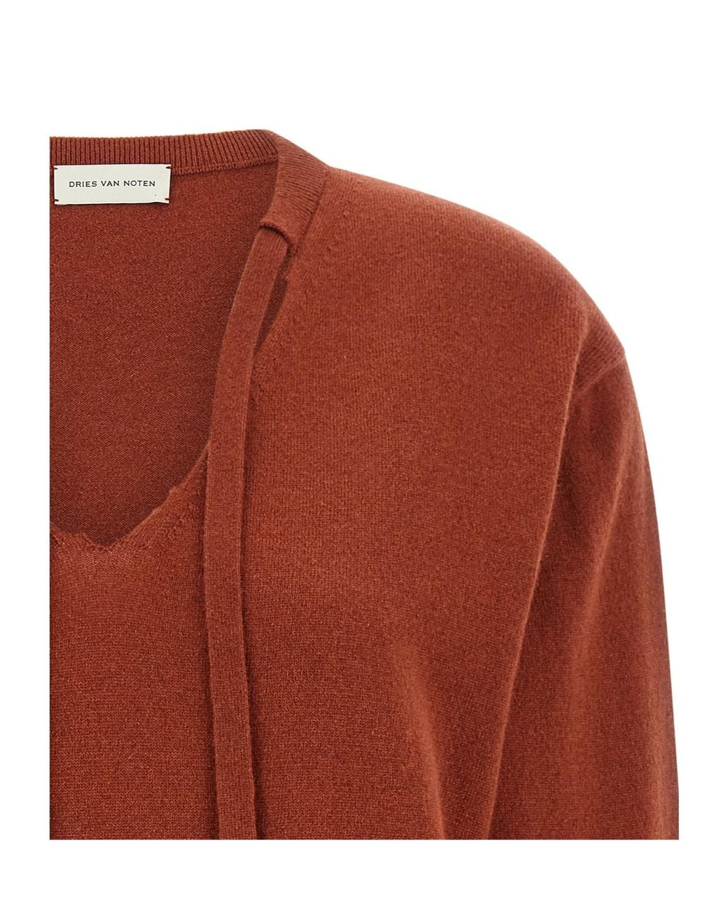 Dries Van Noten Brown Towie V-Neck Knitted Sweater