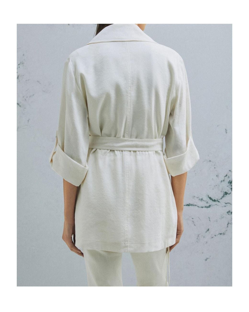 Marella White Drawstring Duster Coat