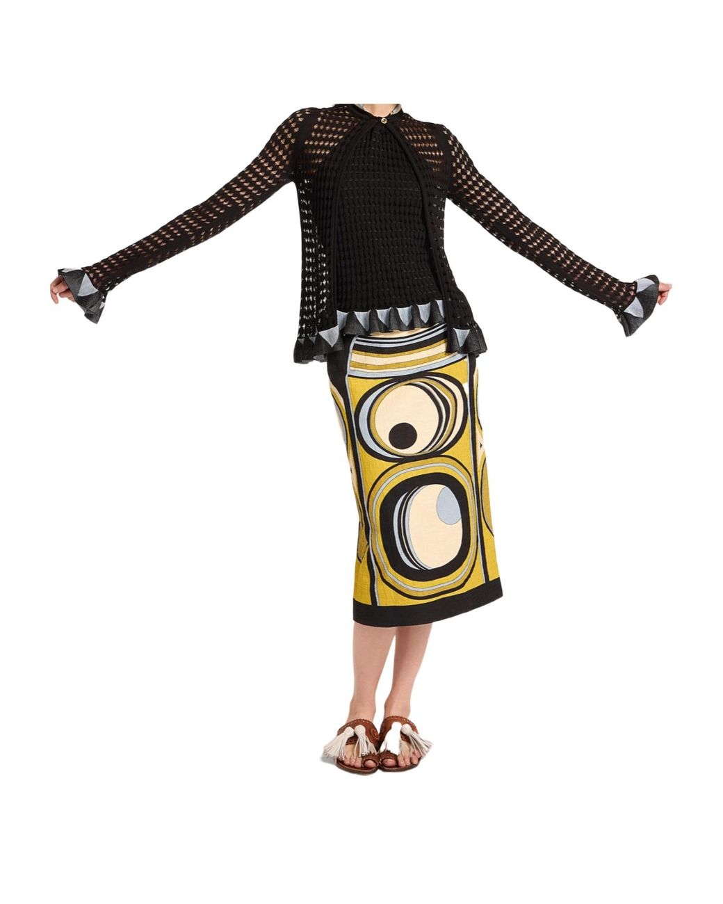 LaDoubleJ Black La Doublej Geometric Ruffle Cardigan