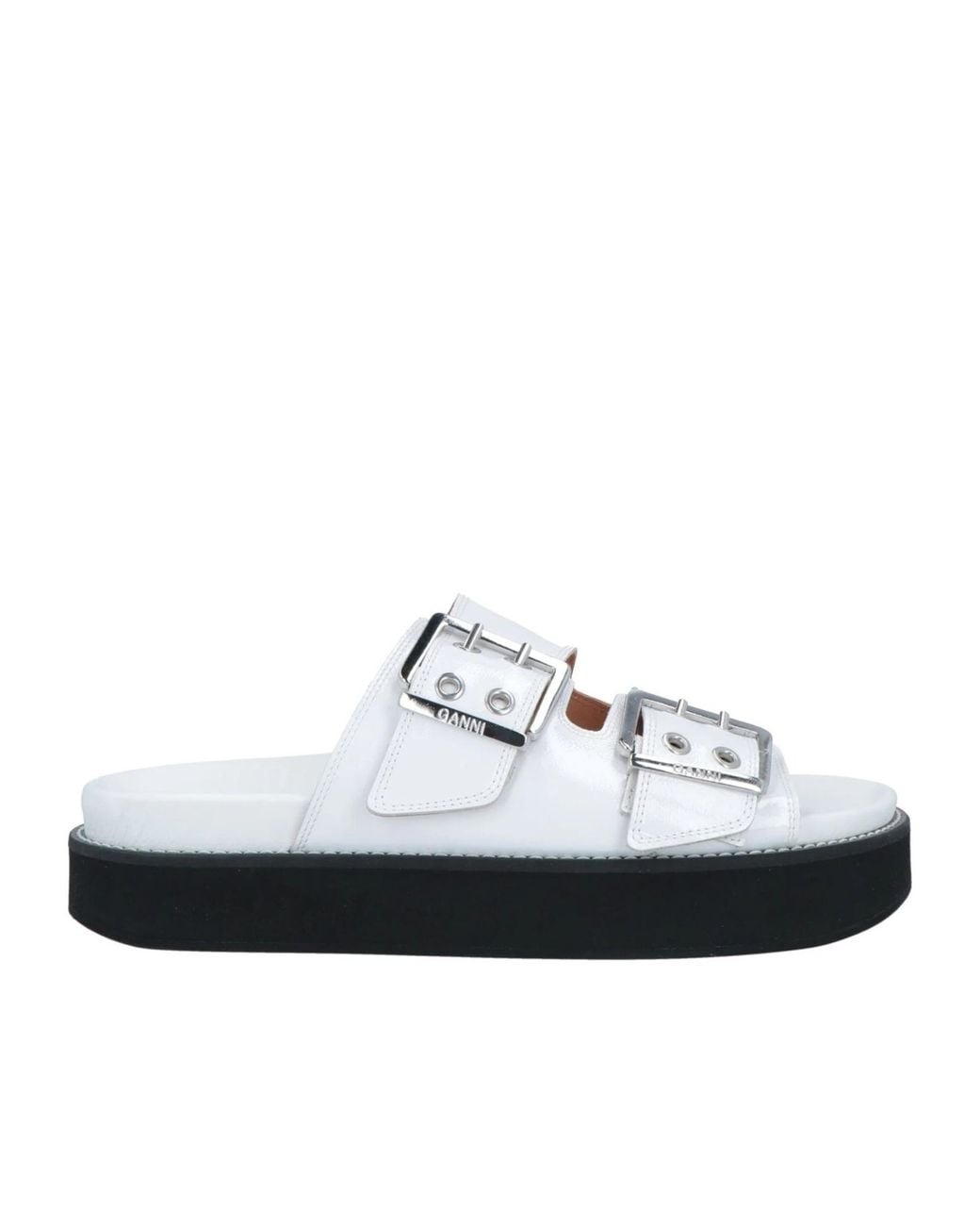 Ganni Black Simple One-Strap Leather Sandals
