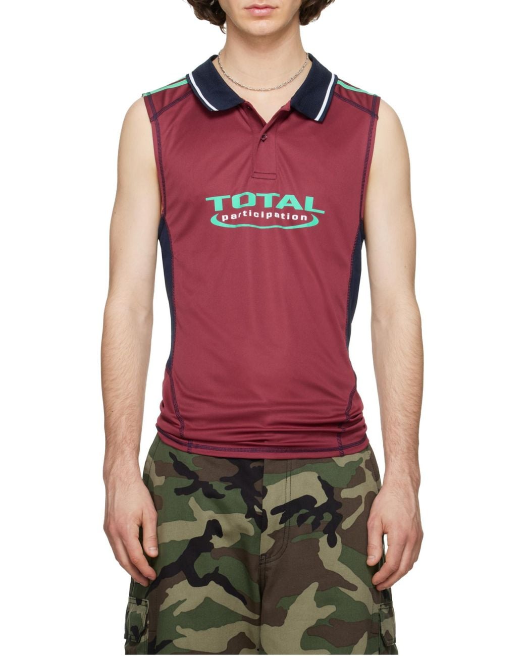 Martine Rose Red Shrunken Stretch Football Vest for men