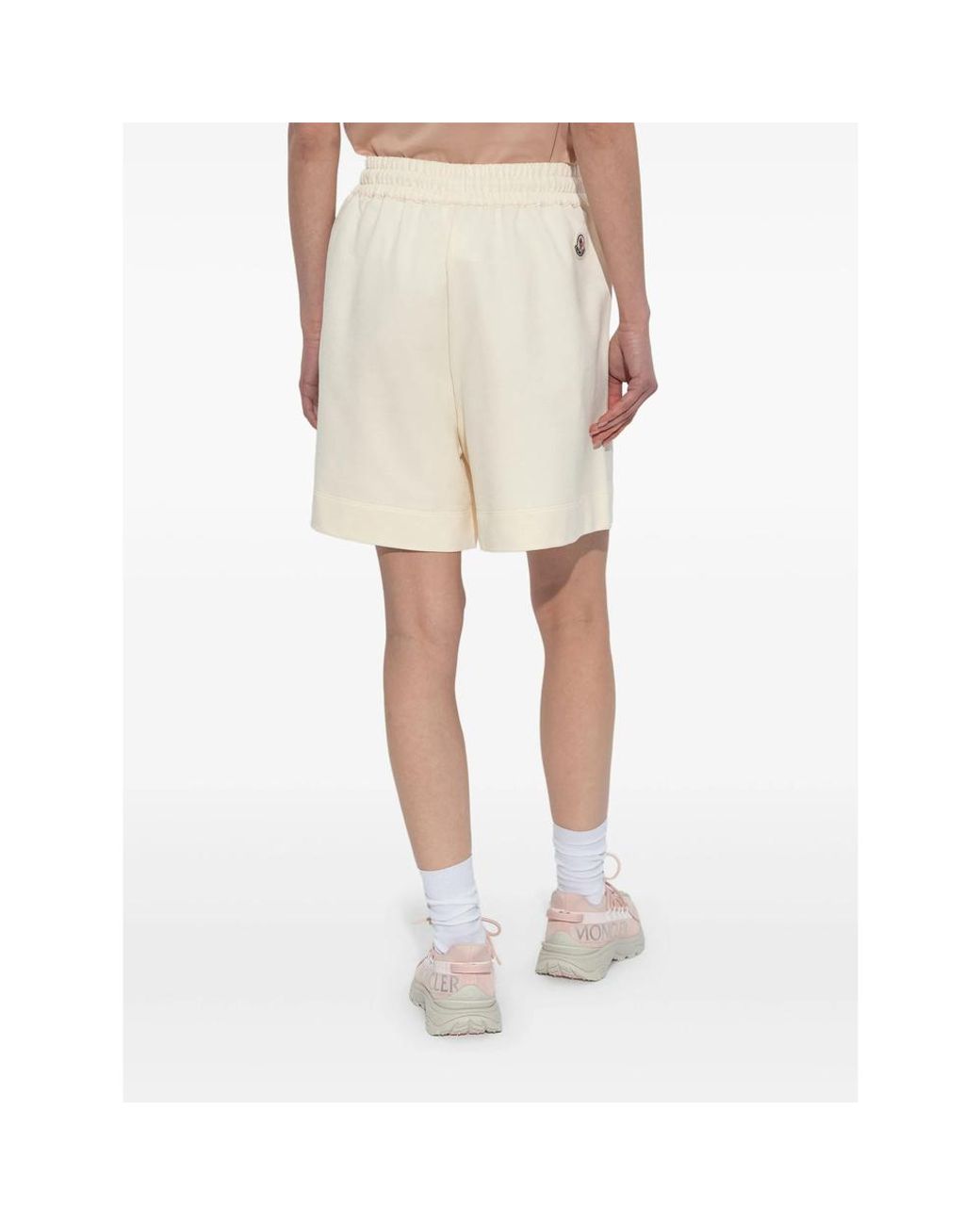 Moncler Natural Logo Patch Drawstring Shorts