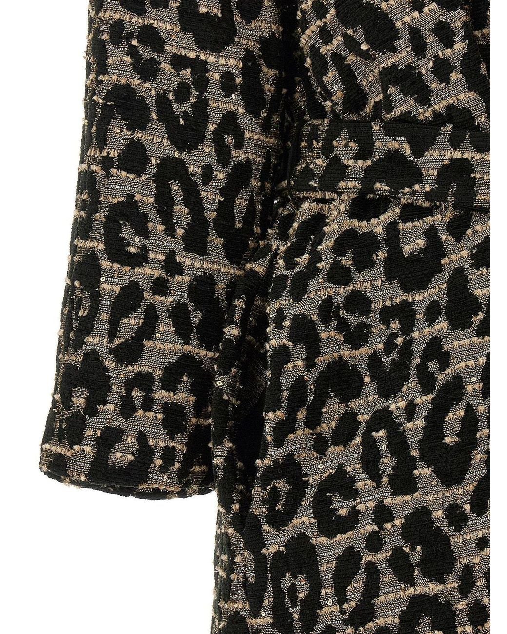 Herno Multicolor Leo Animal-Jacquard Belted Coat