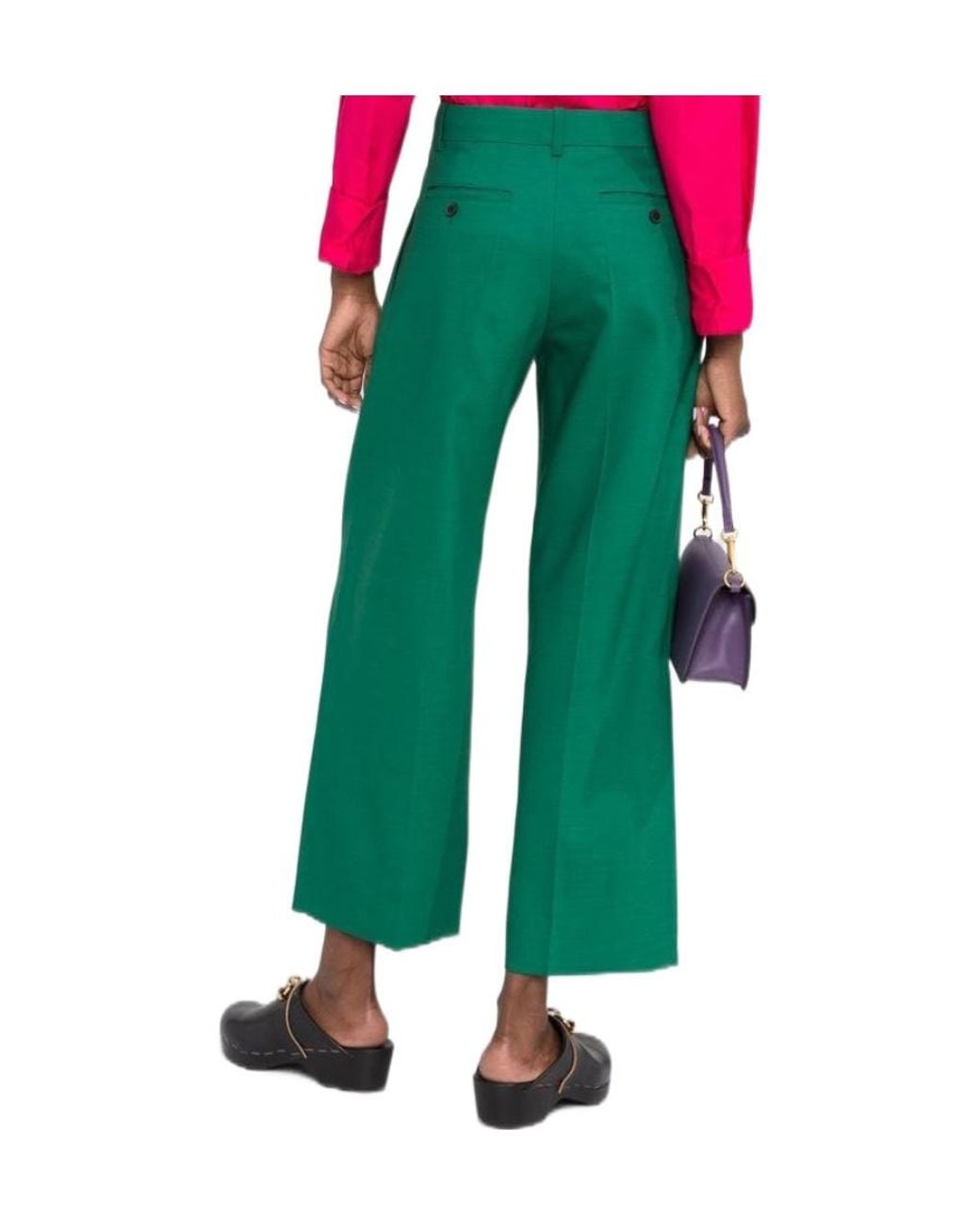 Valentino Green High-Waist Cropped Trousers