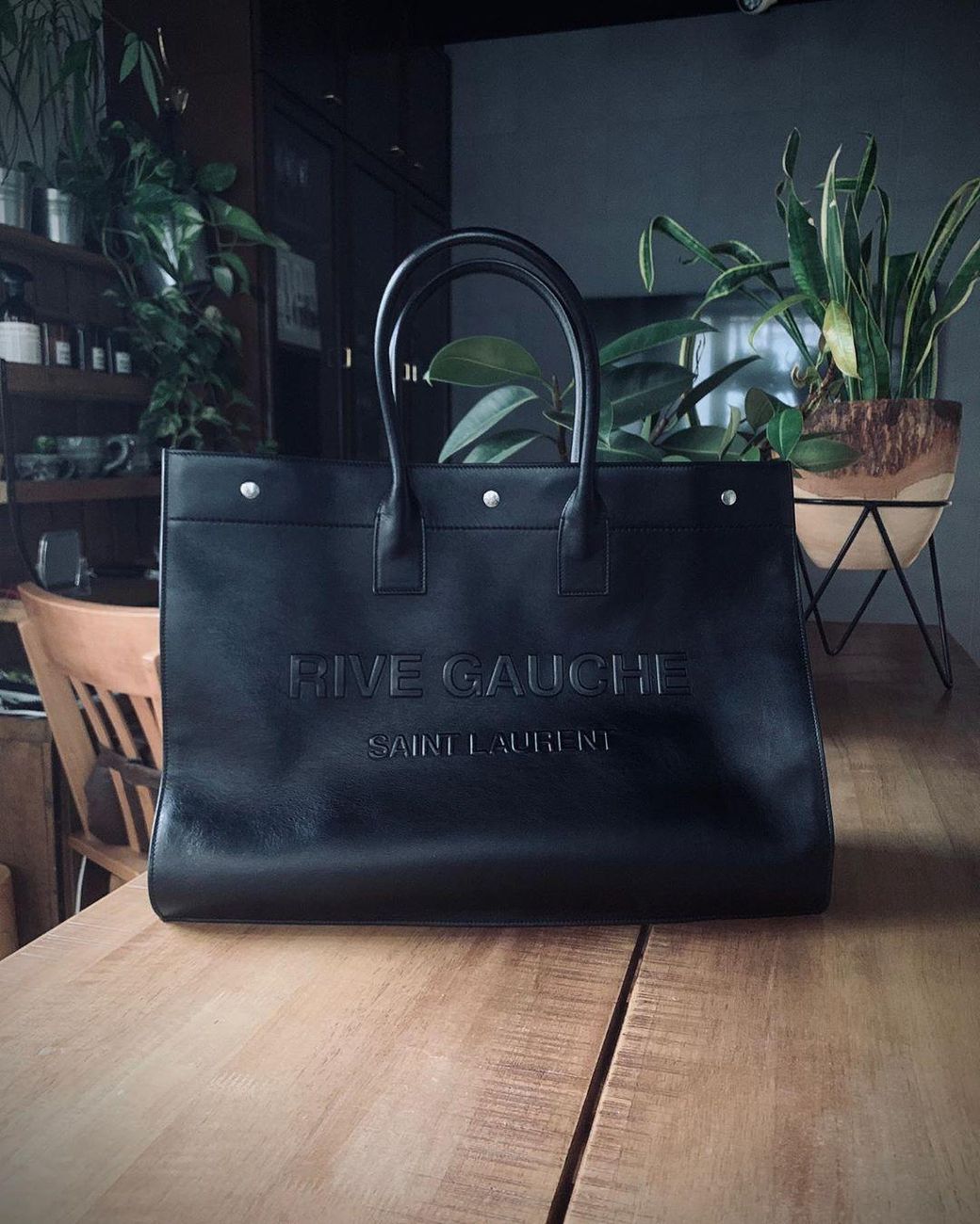 Saint Laurent Black Rive Gauche Large Tote Bag for men