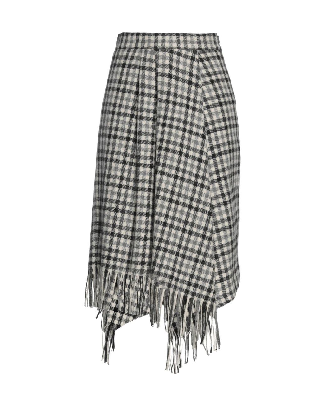 Brunello Cucinelli White Lead Midi Skirt Virgin Wool