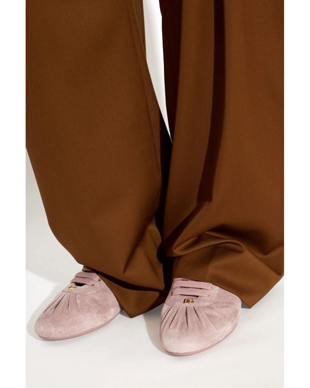 Dolce & Gabbana Pink Logo Plaque Ballet Sneakers
