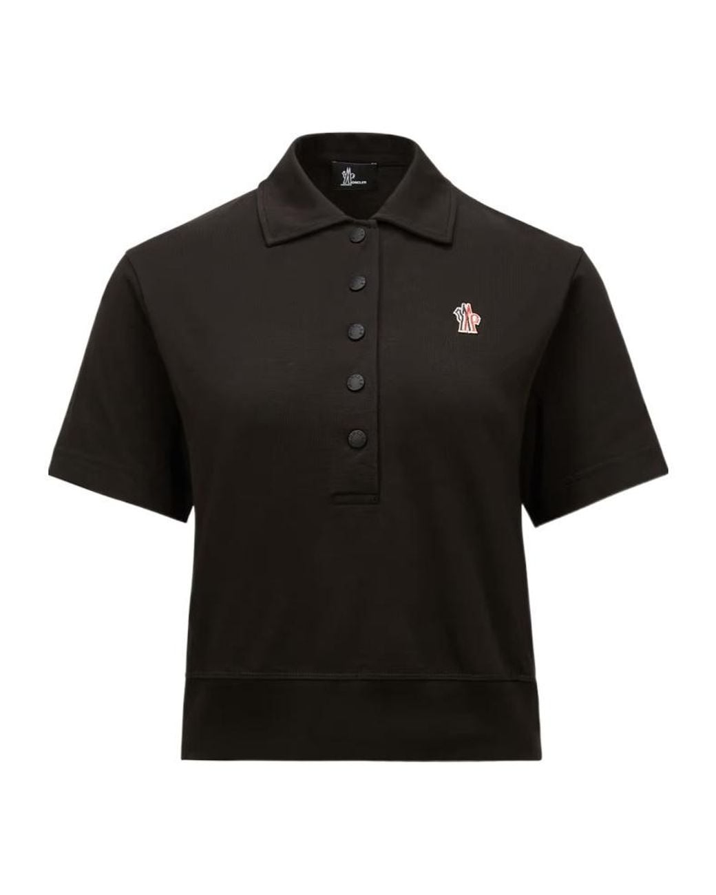 Moncler Black Grenoble Logo Patch Polo Shirt