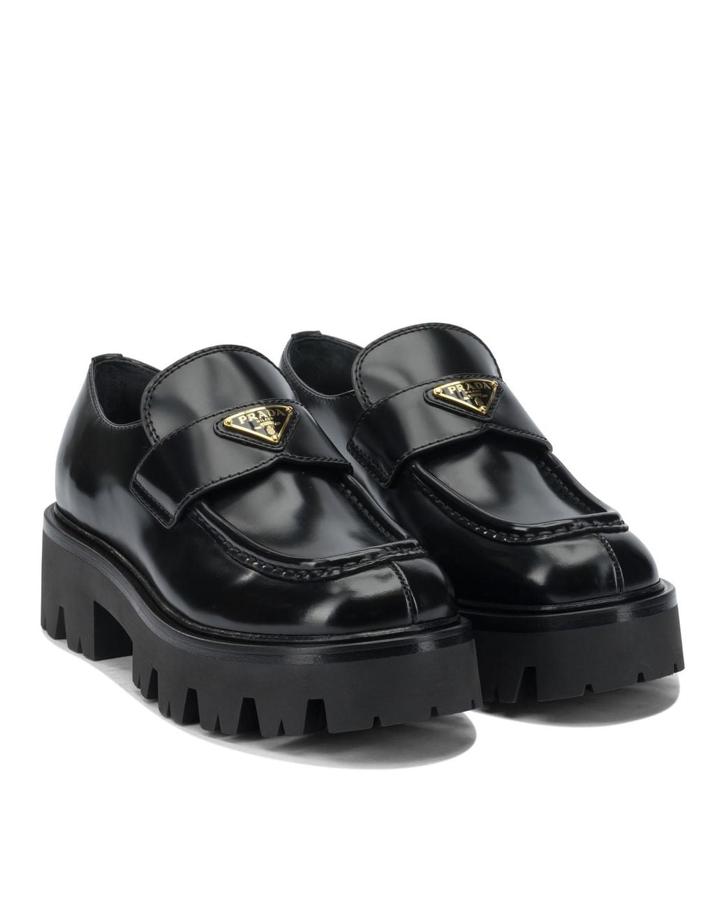 Prada Black Logo Plaque Slip-On Loafers