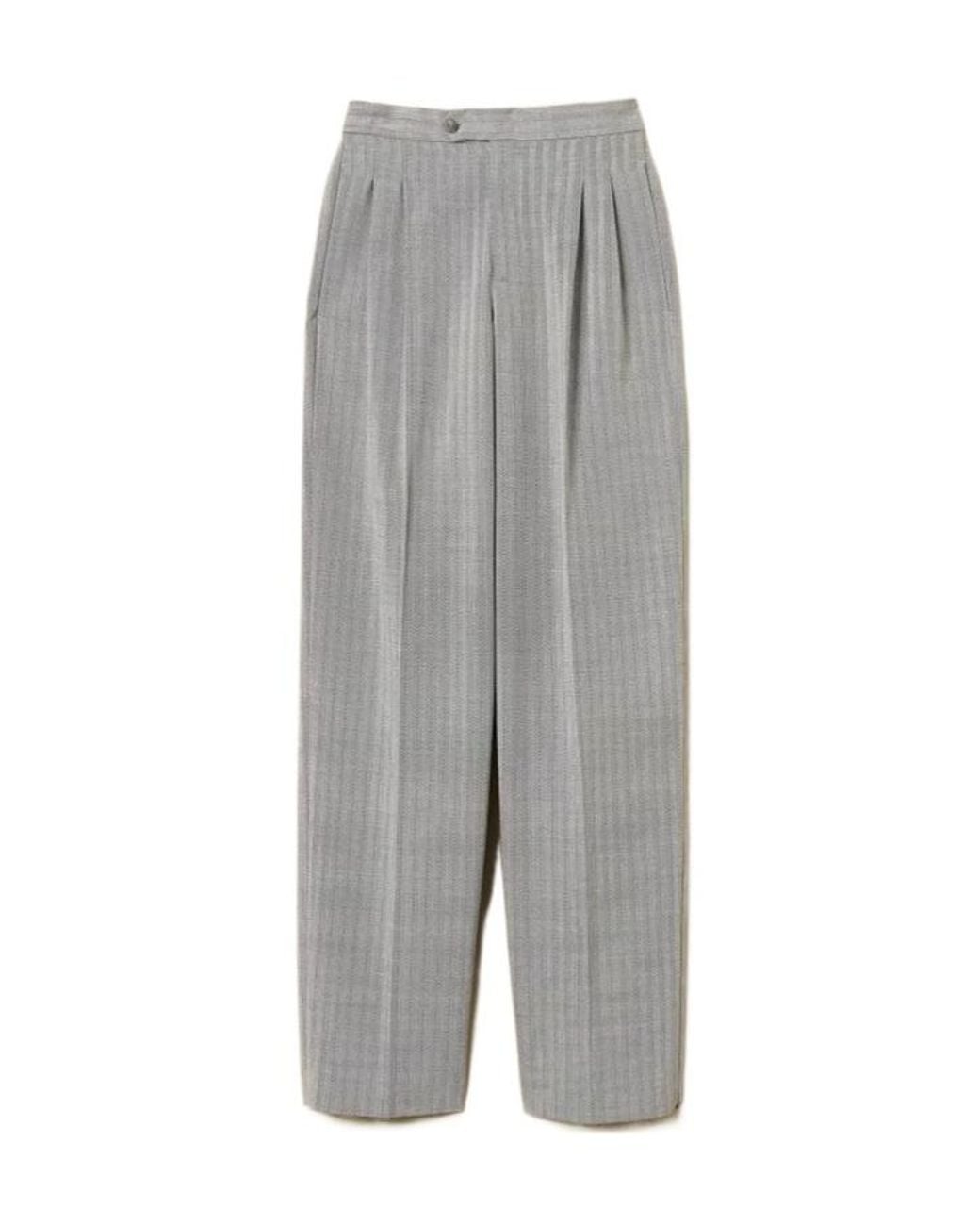 Twinset Gray Pinstriped Pleated Trousers