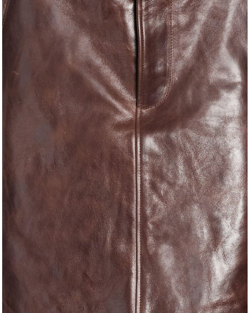 Saint Laurent Brown Simple Leather Skirt